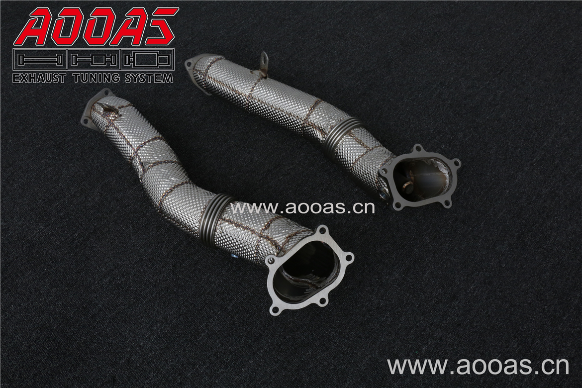 Audi S8 4.0t   All SS304 / Catless Downpipe With Heat Shield   